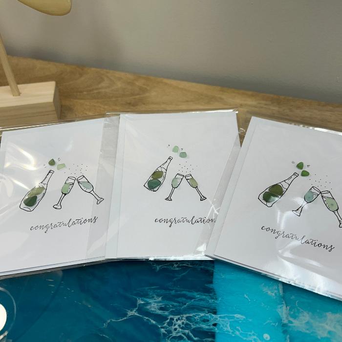 Assorted Hand Made Congratulations Sea Glass Cards