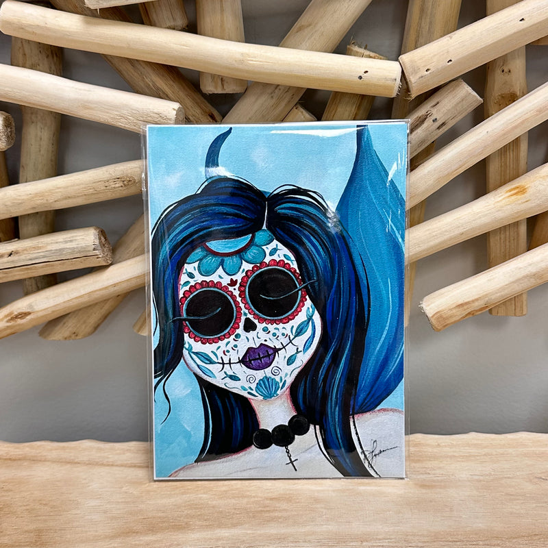 Mermaid Sugar Skull Print