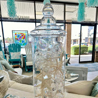 Assorted Clear Glass Holiday Apothecary Jars w/ Lids and Ornament and Starfish Filler Sunshine & Sweet Peas Coastal Decor