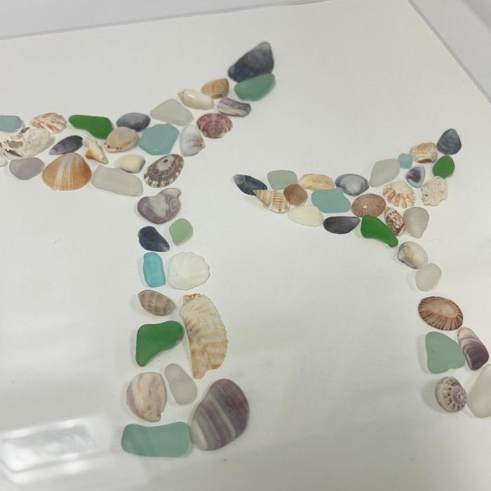 Whale Tails Sea Glass Shadow Box Art Sunshine & Sweet Peas Coastal Decor