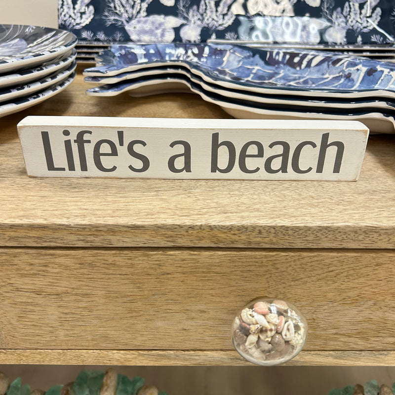 Life's a beach Wooden Shelf Sitter Sunshine & Sweet Peas Coastal Decor