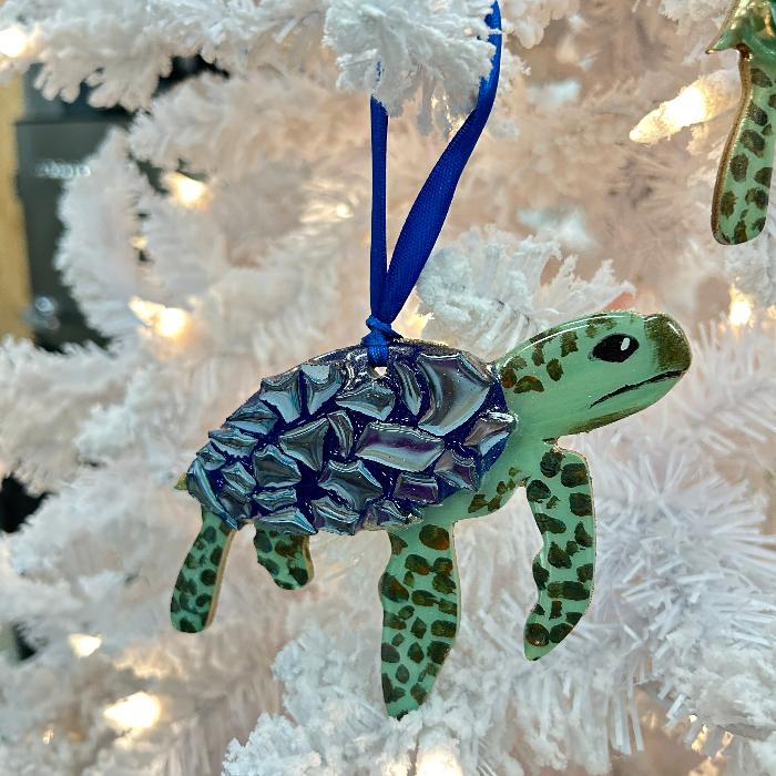 Assorted Sea Turtle w/Glitter, resin, & Glass Embellishment Christmas Ornaments Sunshine & Sweet Peas Coastal Decor