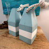 Rustic Wooden Buoy Bookend Set w/ Rope Handles Sunshine & Sweet Peas Coastal Decor