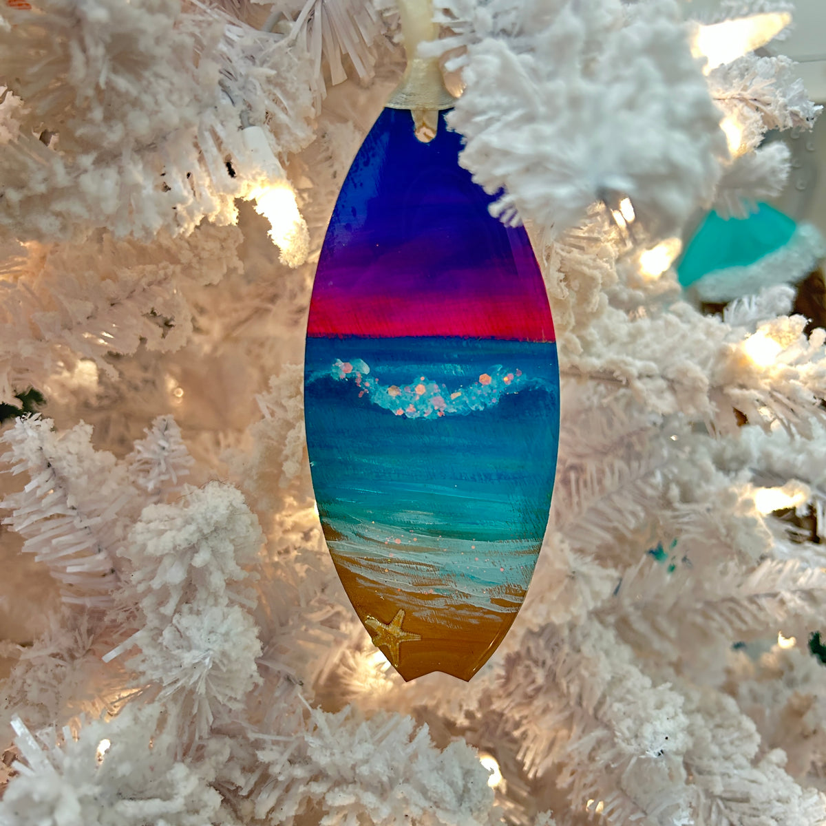 Painted Surfboard w/Resin Overlay Ornament