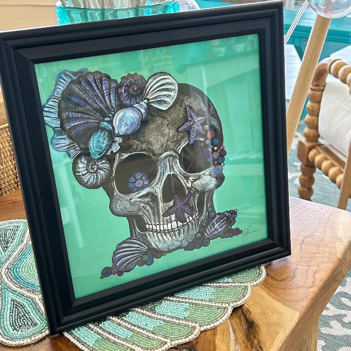 Framed Halloween Coastal Skull Prints Sunshine & Sweet Peas Coastal Decor