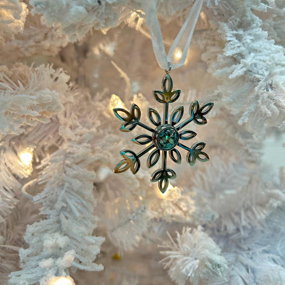 Cut Metal Snowflake w/ Abalone Shell Center Sunshine & Sweet Peas Coastal Decor