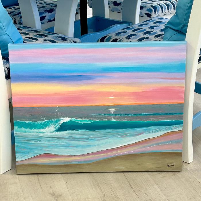 Cotton Candy Sunset Beachscape Painting on Canvas Sunshine & Sweet Peas Coastal Decor