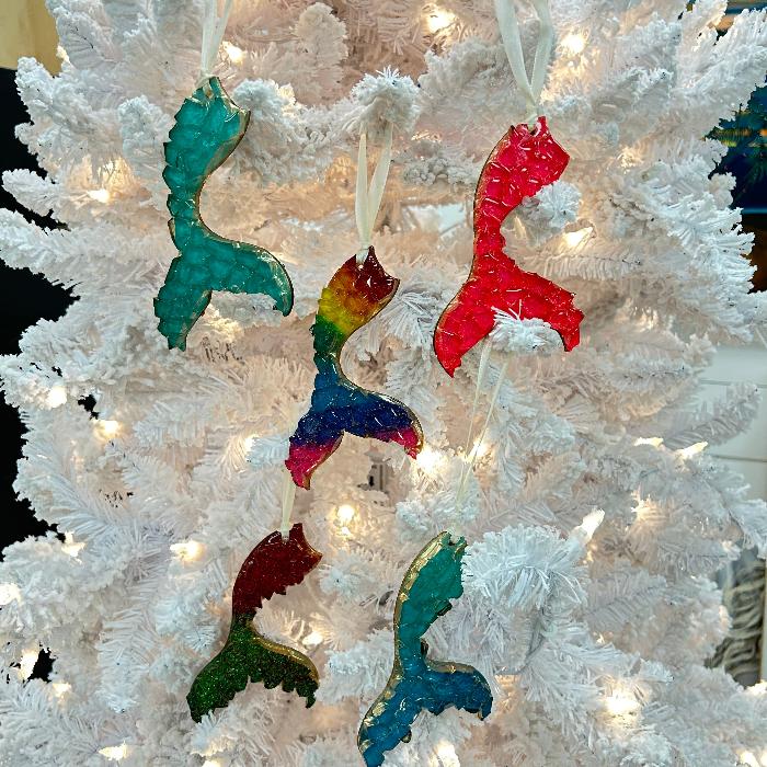 Mermaid Fin w/Glass Embellishments Christmas Ornament Sunshine & Sweet Peas Coastal Decor