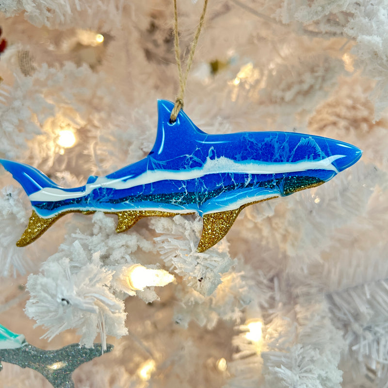 Assorted Shark Resin Christmas Ornaments