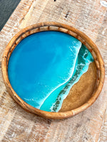 Wooden Tray w/Resin Beach Scene