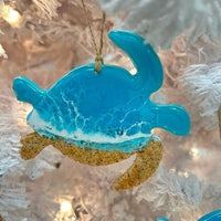 Assorted Sea Turtle Resin Christmas Ornaments Sunshine & Sweet Peas Costal Decor 