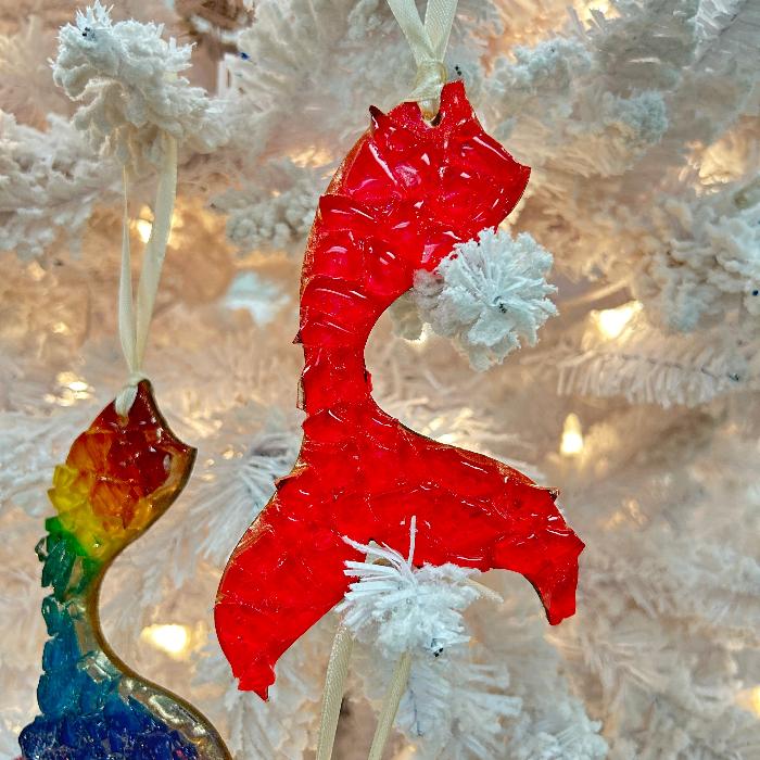 Mermaid Fin w/Glass Embellishments Christmas Ornament