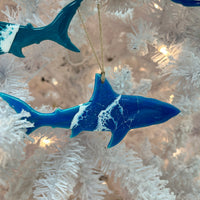 Assorted Shark Resin Christmas Ornaments