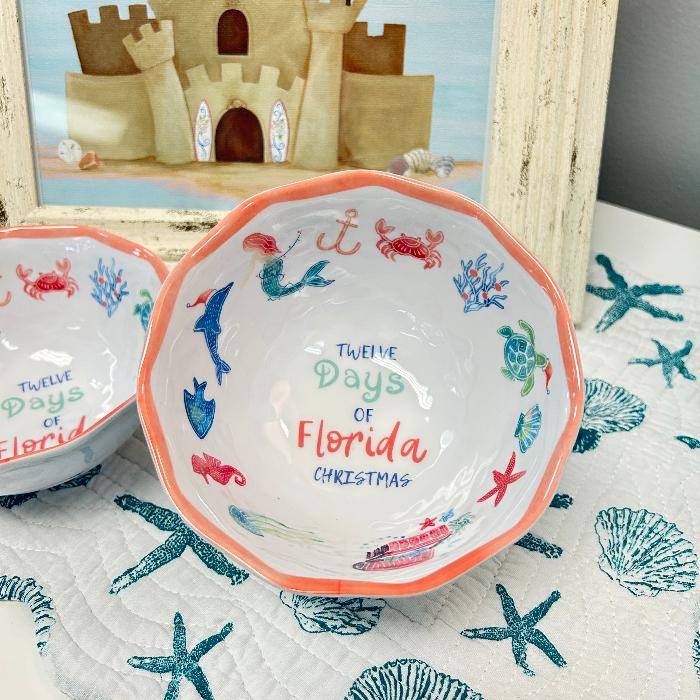 Florida Christmas Bowl Sunshine & Sweet Peas Coastal decor