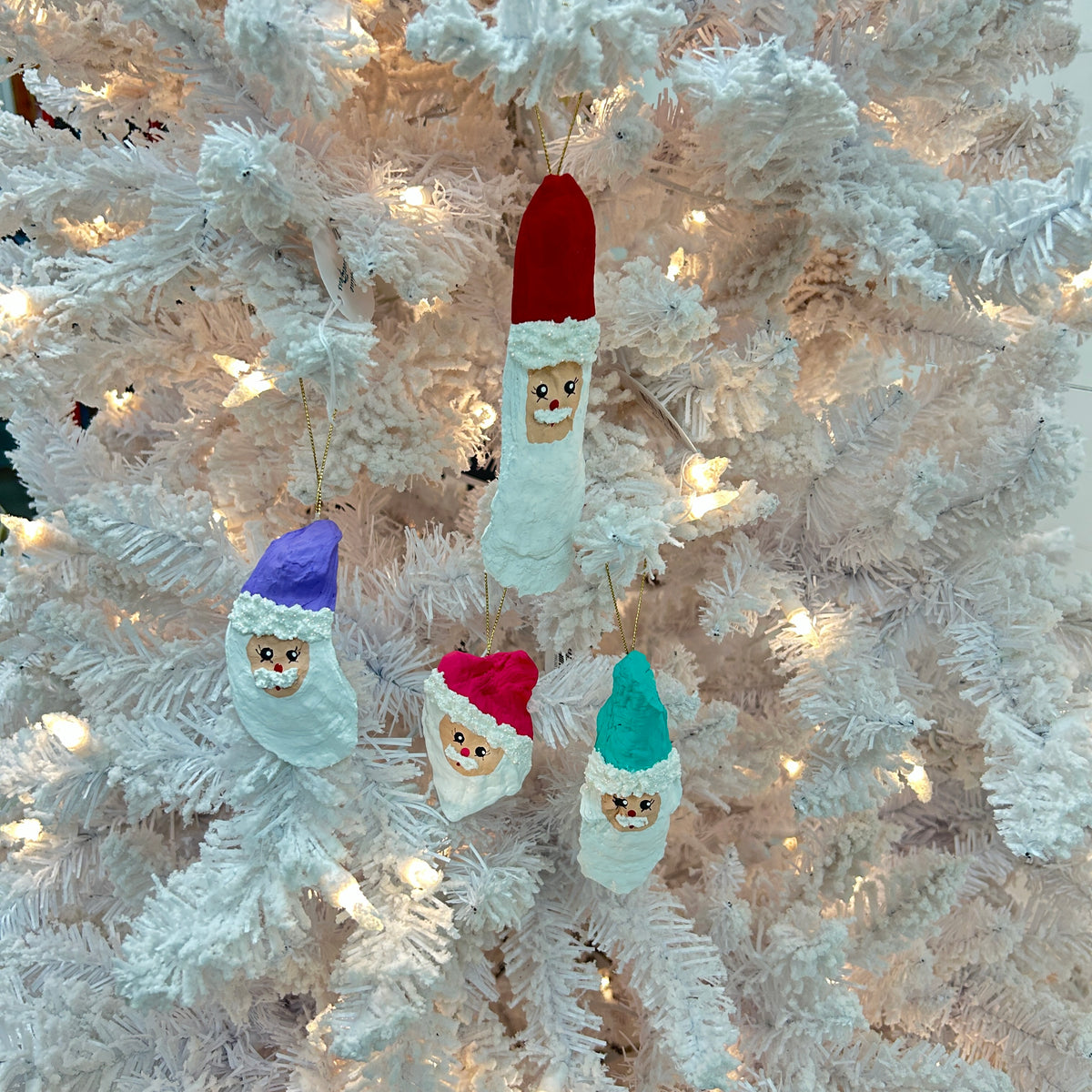 Assorted Oyster Santa Face Ornament Sunshine & Sweet Peas Coastal Decor