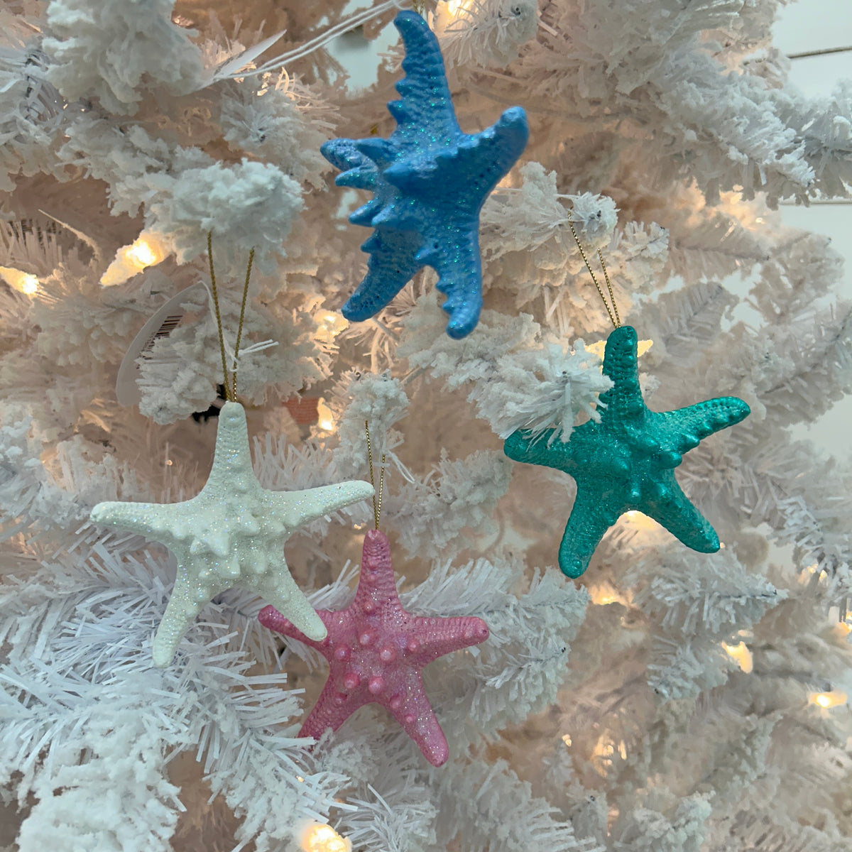 Glittery Starfish Christmas Ornament Sunshine & Sweet Peas Coastal Decor