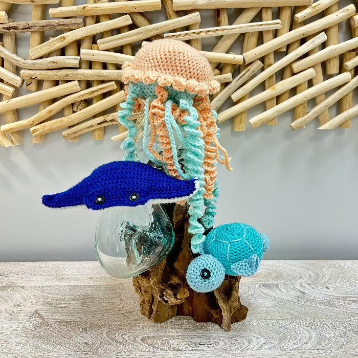 Crocheted Jellyfish Sunshine & Sweet Peas Coastal Decor