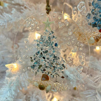 Assorted 4" Acrylic Coastal Tree Christmas Ornaments w/ Glass, Shells, Sand, & Resin Sunshine & Sweet Peas Coastal Decor