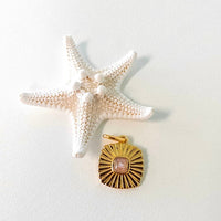 Collectible Travel Treasures™ 14k Gold Vermeil Sun Ray Tag Charm with Conch Shell - Sunshine & Sweet Pea's Coastal Decor