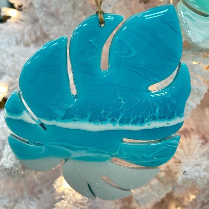 Assorted Monstera Leaf Resin Christmas Ornament Sunshine & Sweet Peas Costal Decor