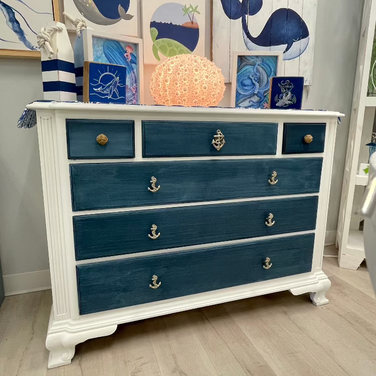 Coastal Inspired 6 Drawer Dresser Sunshine & Sweet Peas Costal Decor