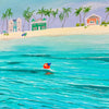 Beachscape w/ Bungalows Painting on Canvas Sunshine & Sweet Peas Coastal Decor