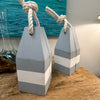 Rustic Wooden Buoy Bookend Set w/ Rope Handles Sunshine & Sweet Peas Coastal Decor