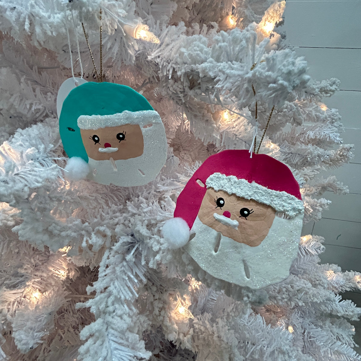 Assorted Sand Dollar Santa Faces Christmas Ornament Sunshine & Sweet Peas Coastal Decor