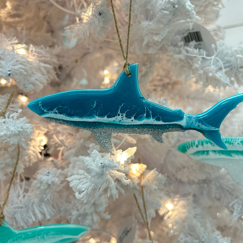 Assorted Shark Resin Christmas Ornaments