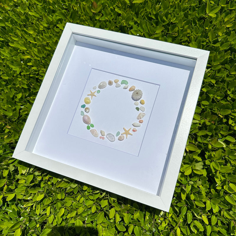 Wreath Sea Glass Shadow Box Art