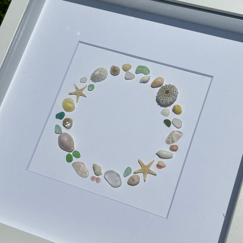 Wreath Sea Glass Shadow Box Art