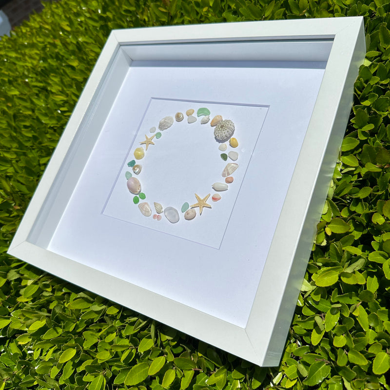 Wreath Sea Glass Shadow Box Art