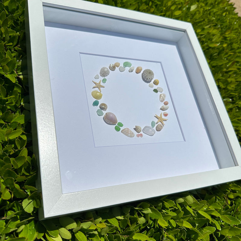 Wreath Sea Glass Shadow Box Art