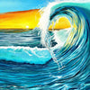 Beach Sunrise/Sunset Cresting Wave Original Painting Sunshine & Sweet Peas Coastal Decor