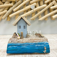 Driftwood Beach House with Fencing Sunshine & Sweet peas coastal decor