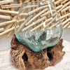Large Mouthblown Glass Bowl on Driftwood Sunshine & Sweet Peas Coastal Decor