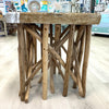 Teak Side Table w/Hand Poured Resin Beach Scene