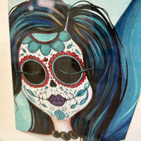 Framed Mermaid Sugar Skull Embellished Print