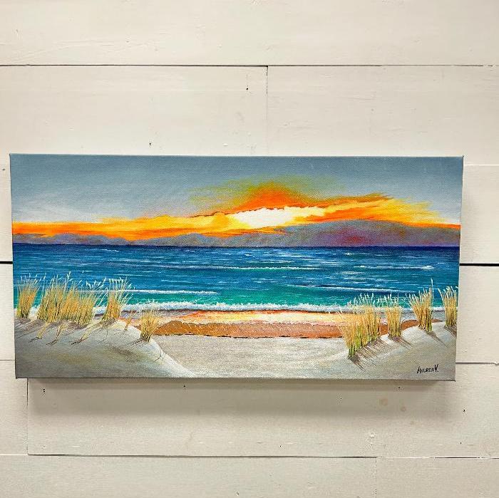 Sunrise/Sunset on the Dunes Inspired Beach Painting Sunshine & Sweet Peas Coastal Decor