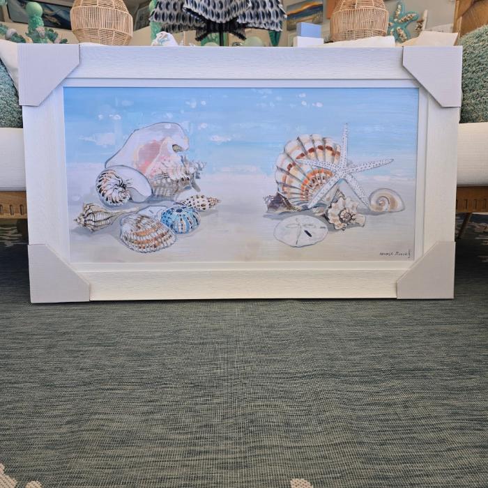 Seashells Framed Original Art Prints Sunshine & Sweet Peas Coastal Decor