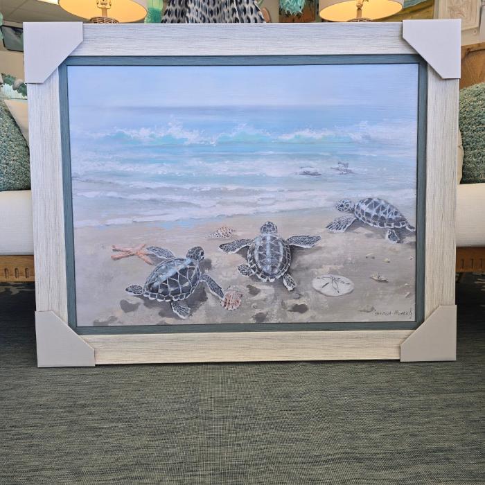 Sea Turtle Framed Original Art Prints Sunshine & Sweet Peas Coastal Decor