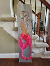 Custom Mermaid on Wood w/Matte Finish & Embellishments Commission