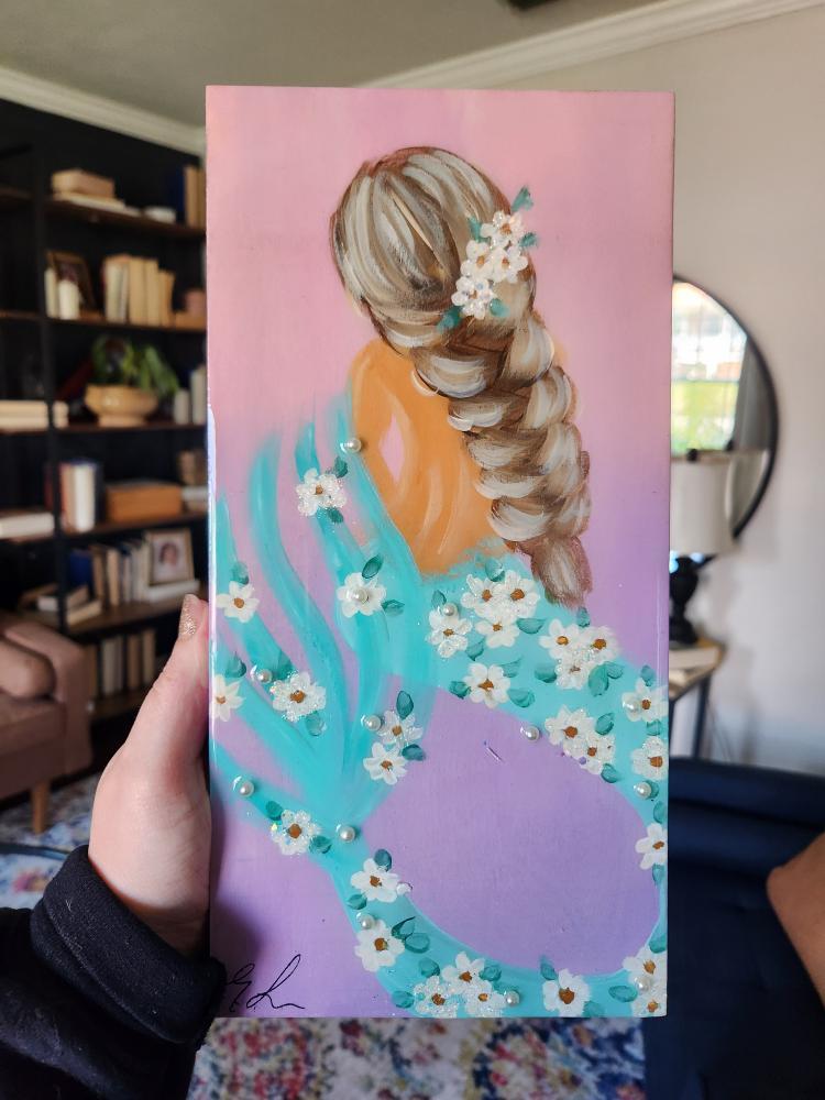 Assorted Mermaid Paintings w/Glass Embellishments on Canvas