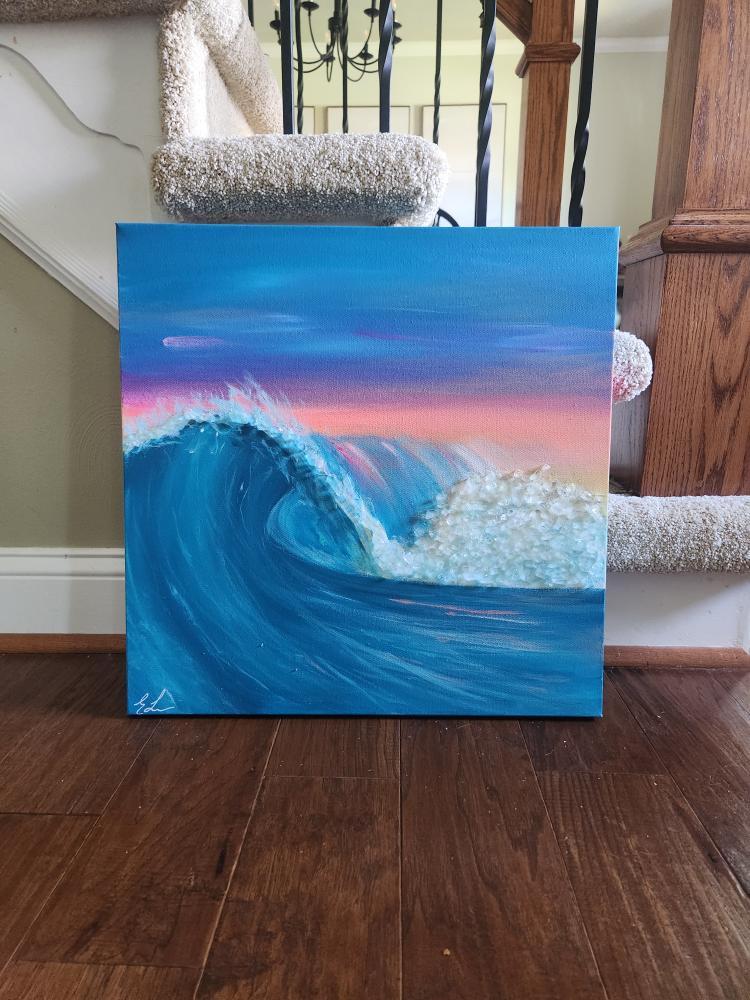 Crashing Wave w/Glass Embellishments on Canvas