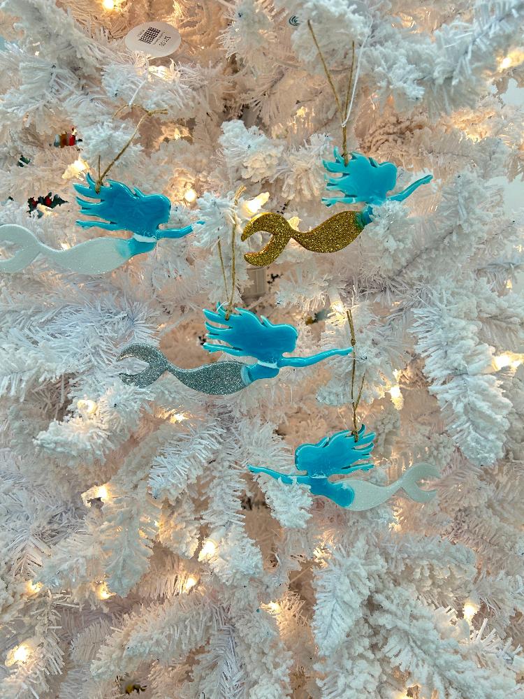 Assorted Swimming Mermaid Resin Christmas Ornament Sunshine & Sweet Peas Costal Decor