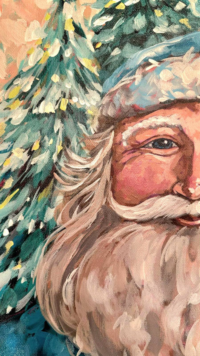 Woodland Santa in Coastal Tones Original Painting