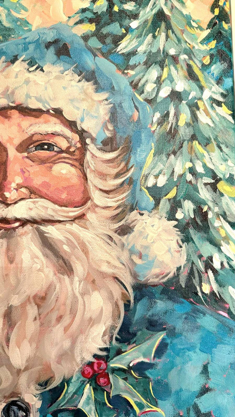 Woodland Santa in Coastal Tones Original Painting