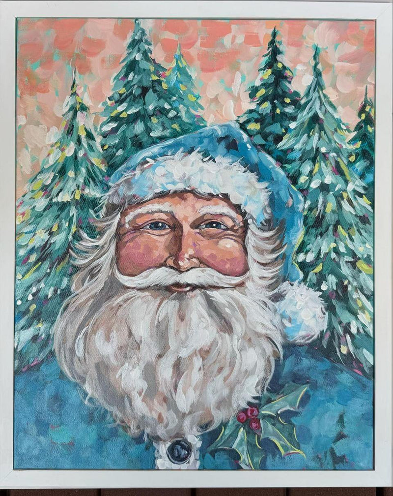 Woodland Santa in Coastal Tones Original Painting