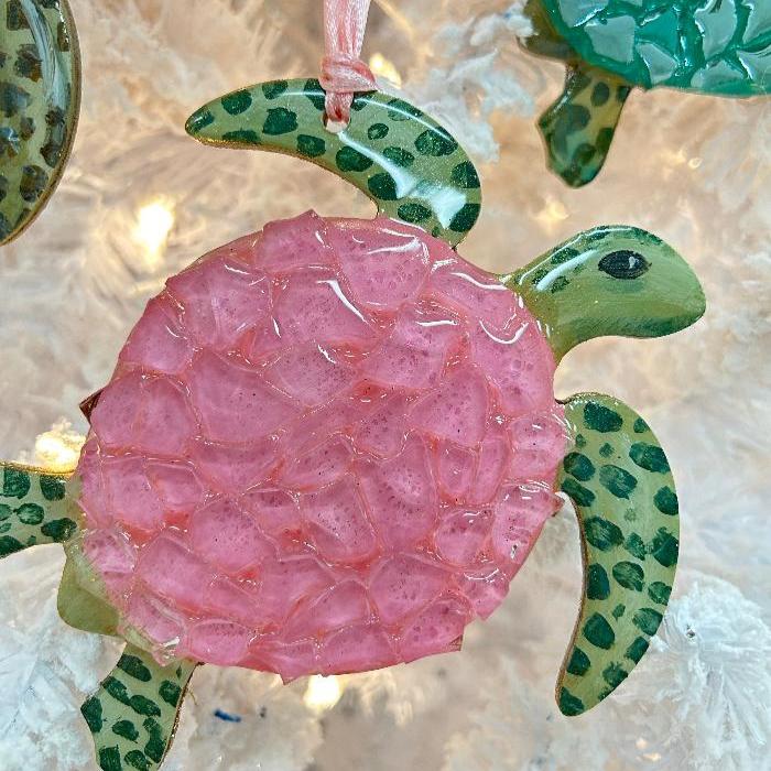 Assorted Sea Turtle w/Glitter, Resin, & Glass Embellishment Christmas Ornaments Sunshine & Sweet Peas Coastal Decor