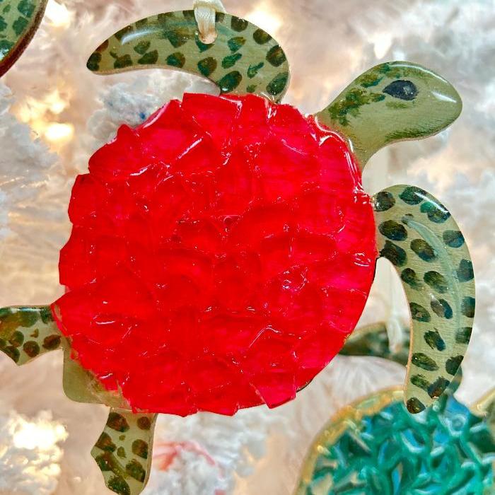 Assorted Sea Turtle w/Glitter, Resin, & Glass Embellishment Christmas Ornaments Sunshine & Sweet Peas Coastal Decor